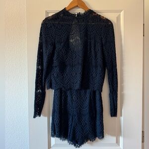 Saylor Navy Lace Romper